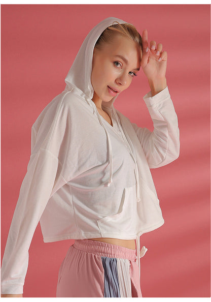 Long Sleeve Solid Hooded Sports Jacket