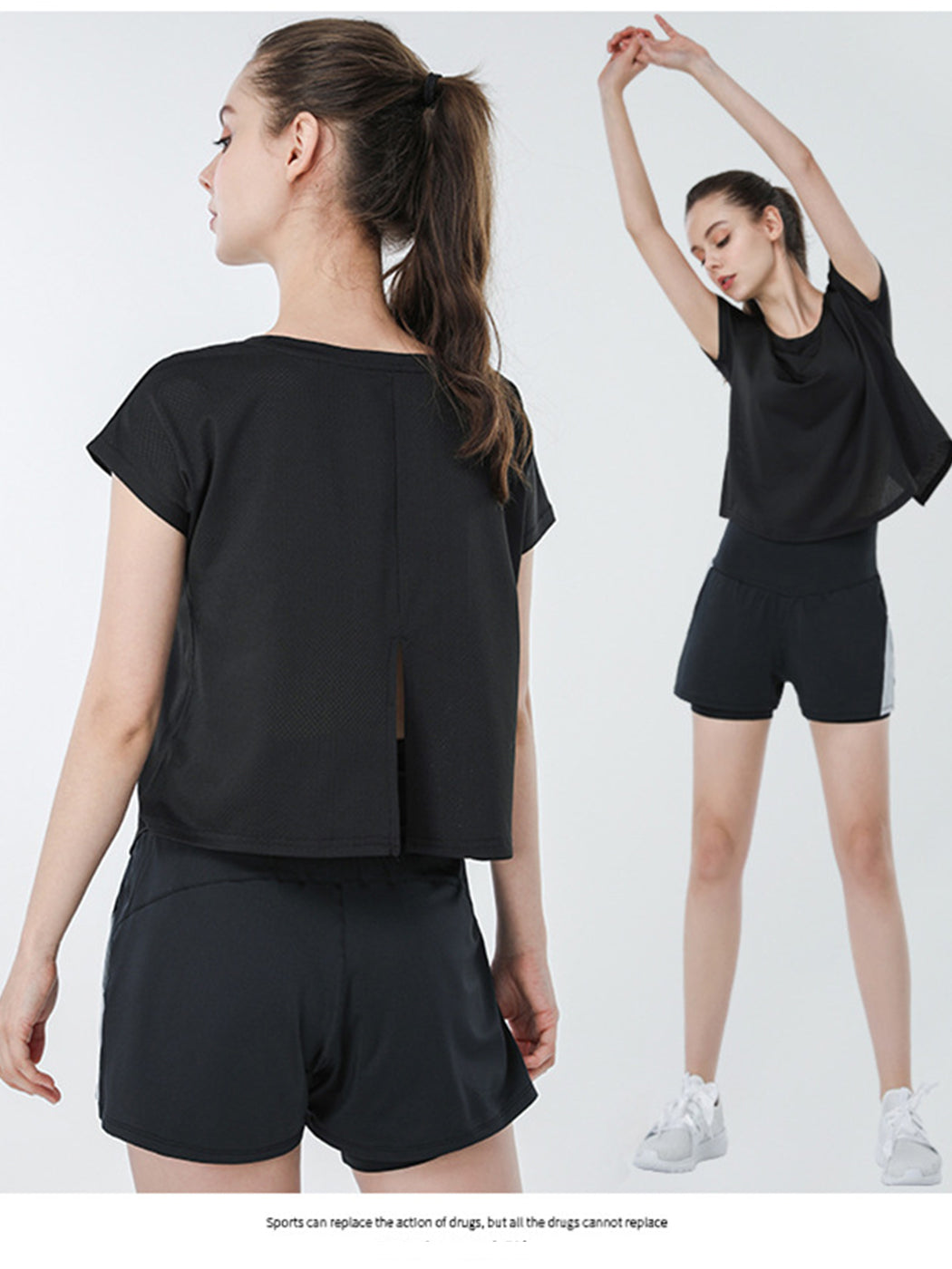 Conjunto corto de yoga para fitness informal y transpirable