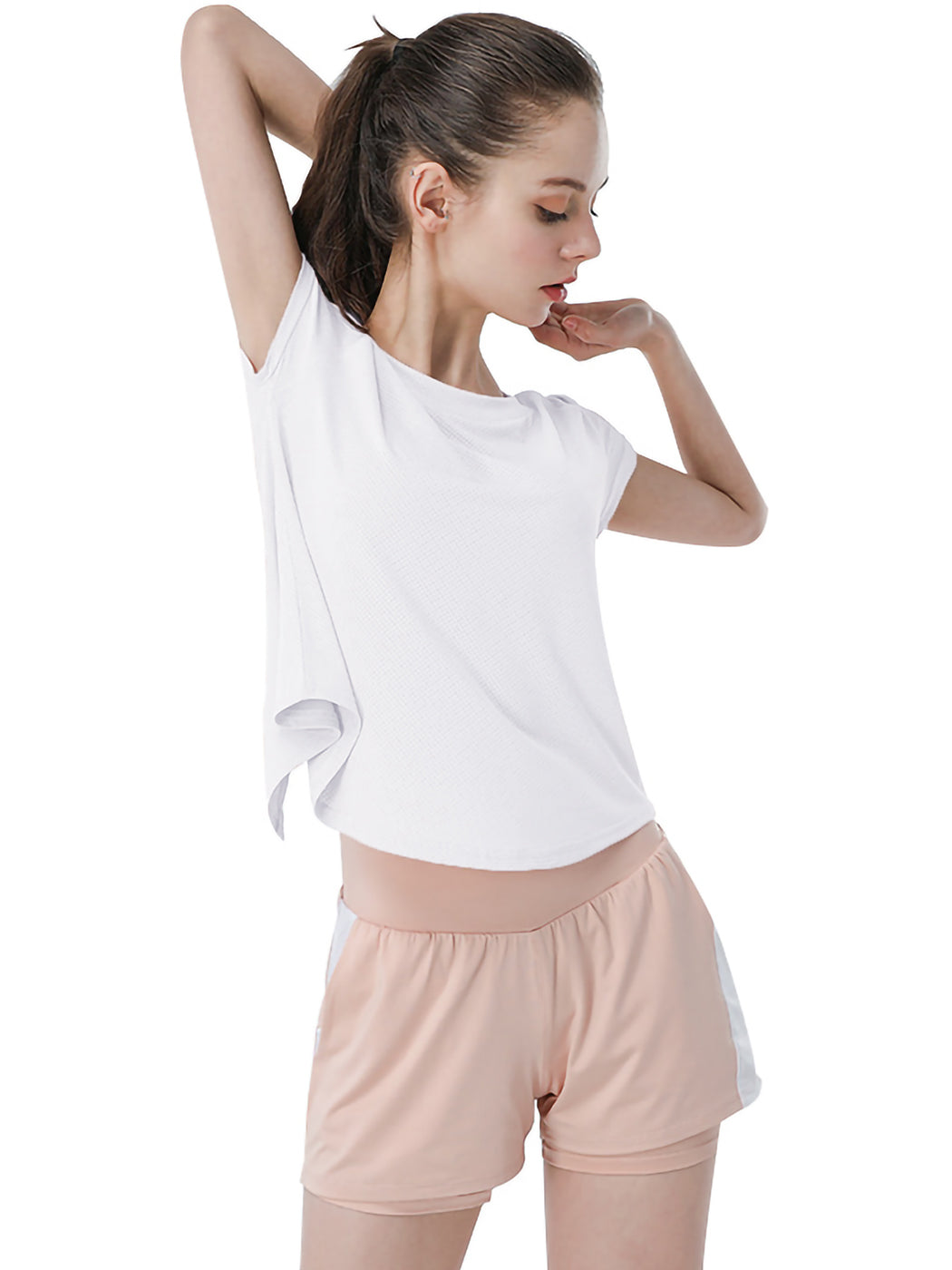 Conjunto corto de yoga para fitness informal y transpirable