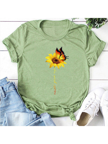Sunflower Round Neck Short Sleeve T-shirt