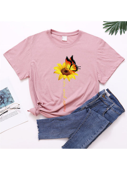 Sunflower Round Neck Short Sleeve T-shirt