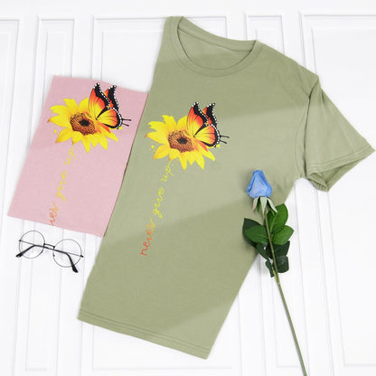 Sunflower Round Neck Short Sleeve T-shirt