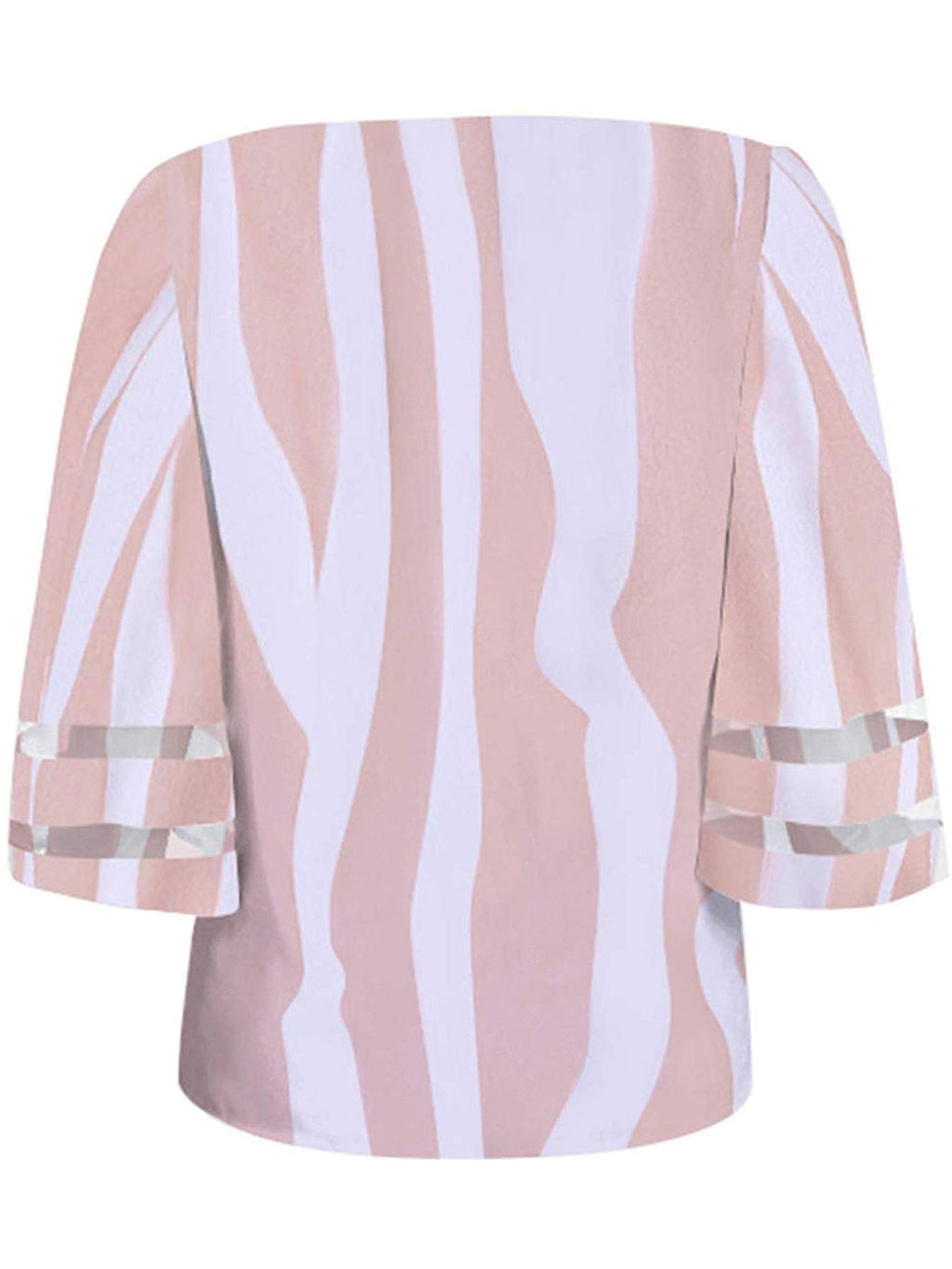 Camisa con estampado de rayas y mangas acampanadas con escote en V