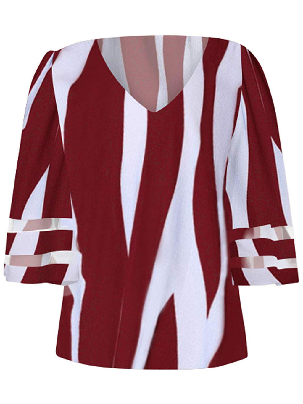 Camisa con estampado de rayas y mangas acampanadas con escote en V
