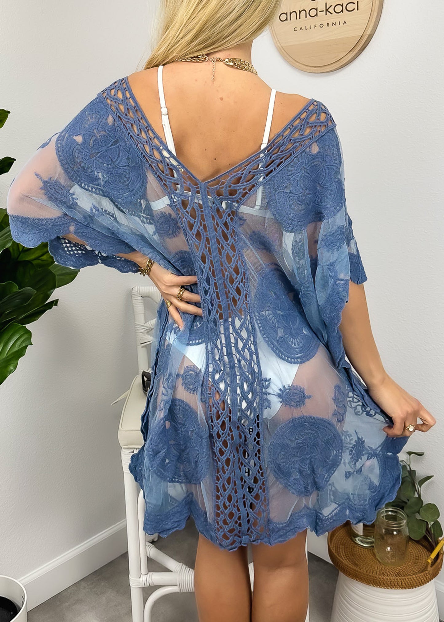 Cárdigan de crochet de encaje para mujer, traje de baño de bikini largo transparente 
