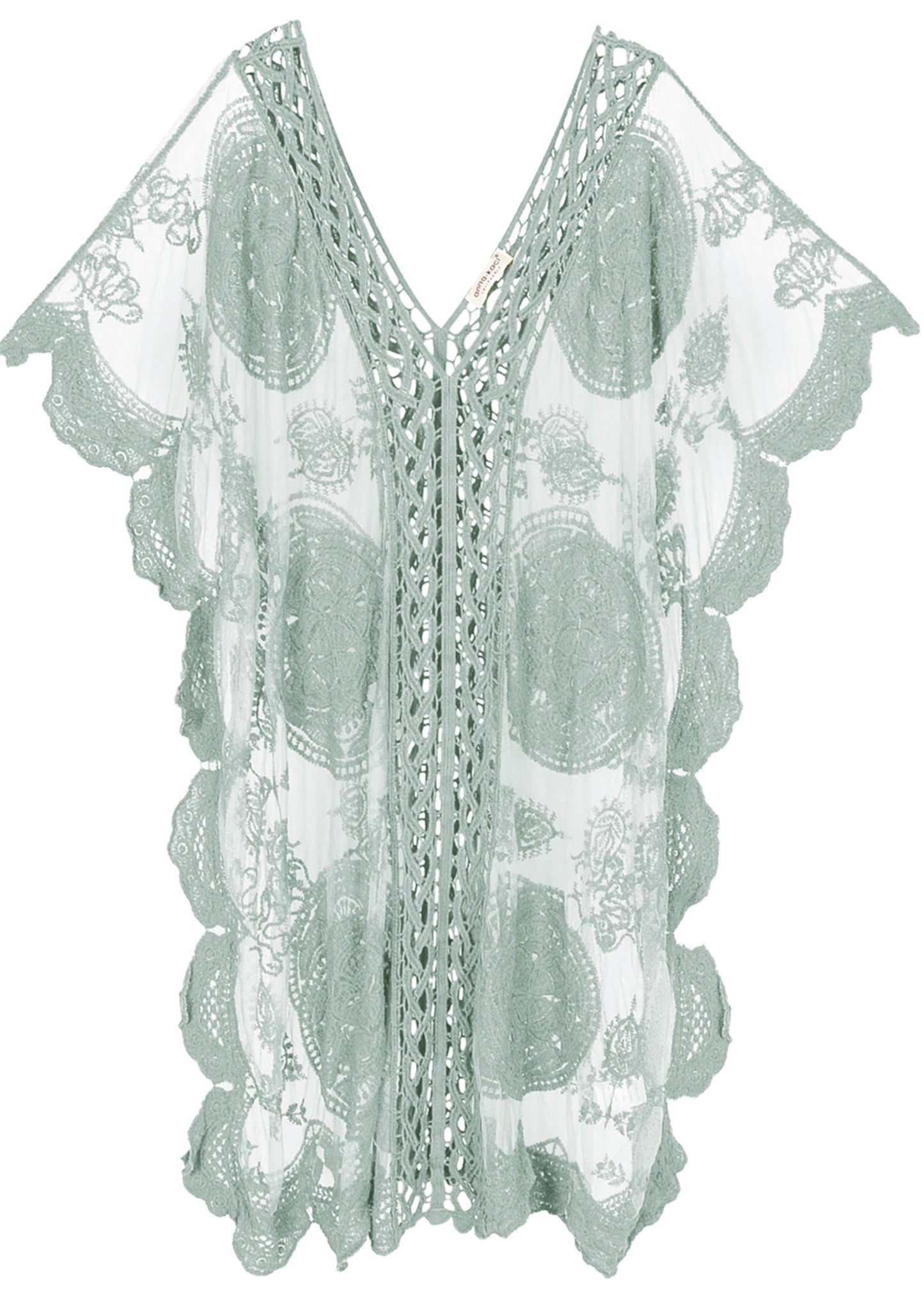 Cárdigan de crochet de encaje para mujer, traje de baño de bikini largo transparente 