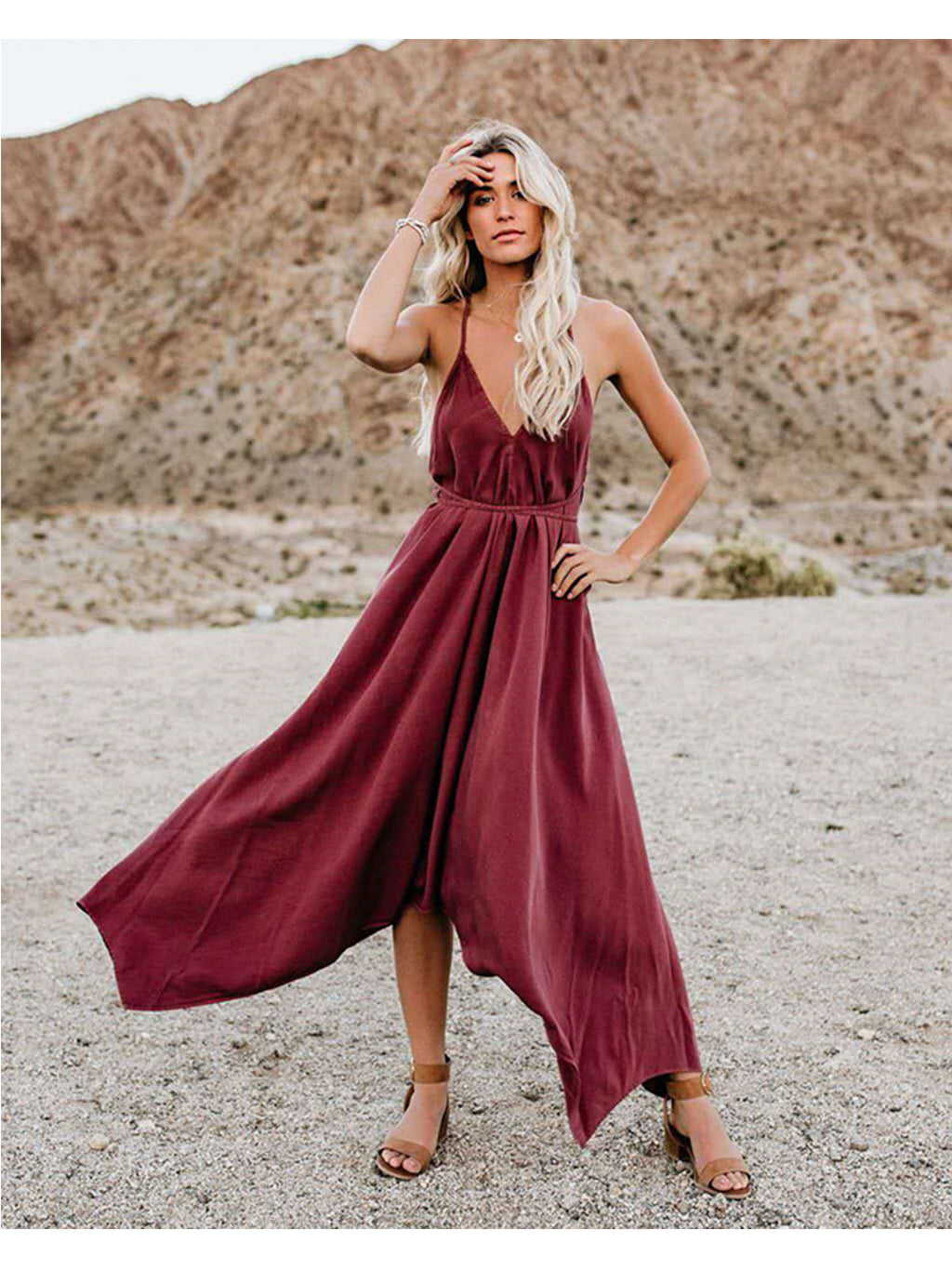 brown lace handkerchief dress handkerchief hem satin dress – somewear in between main image 1