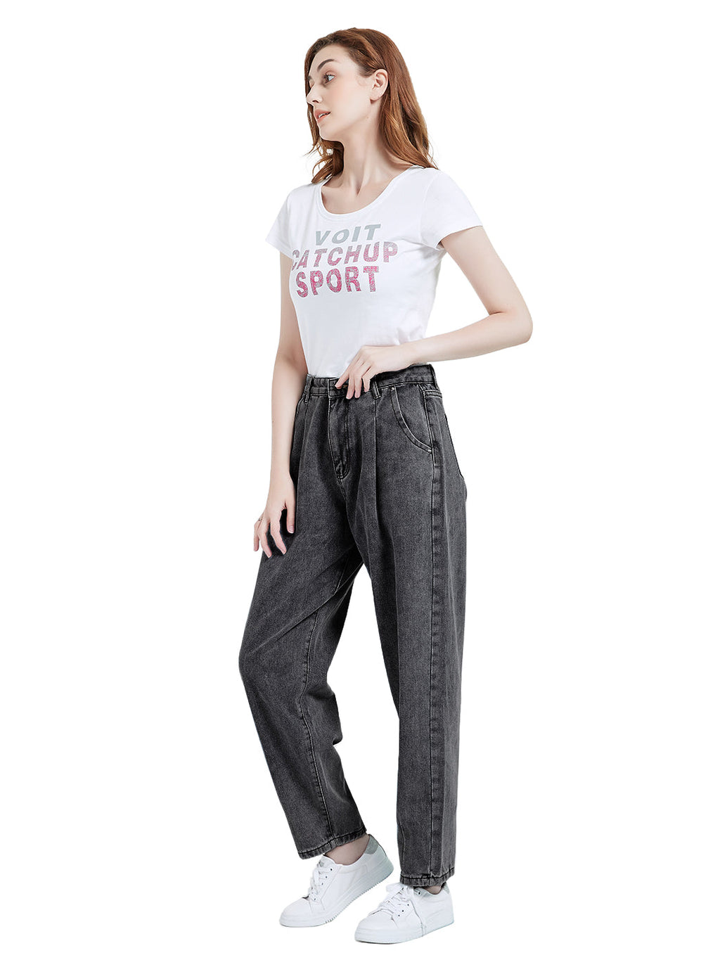 Loose High Waist Denim Trousers