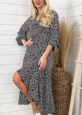 Floral Print Wrap Midi Dress