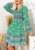 Vestido con escote en V y estampado bohemio 