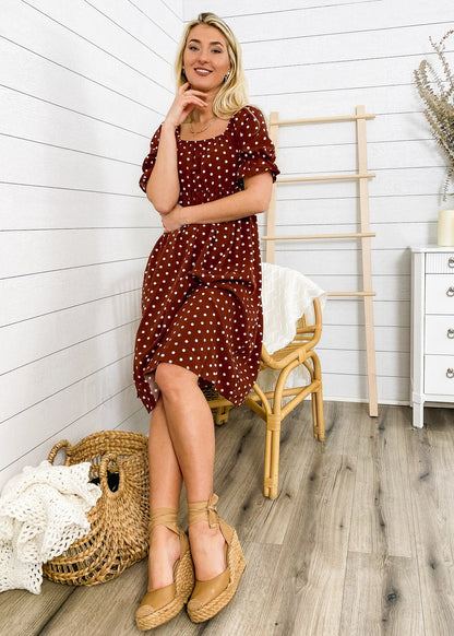 Polka Dot Puff Sleeve Dress