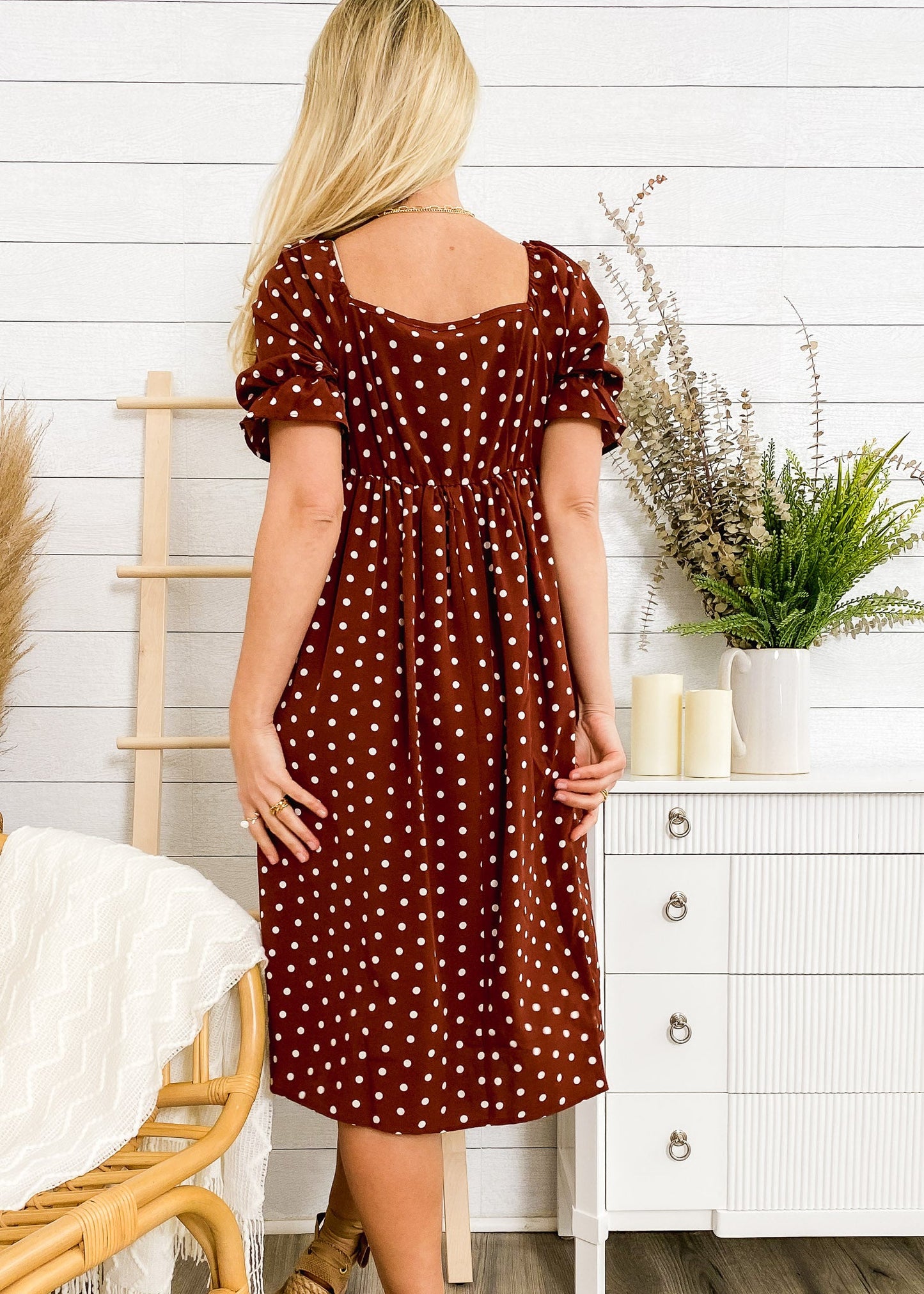 Polka Dot Puff Sleeve Dress