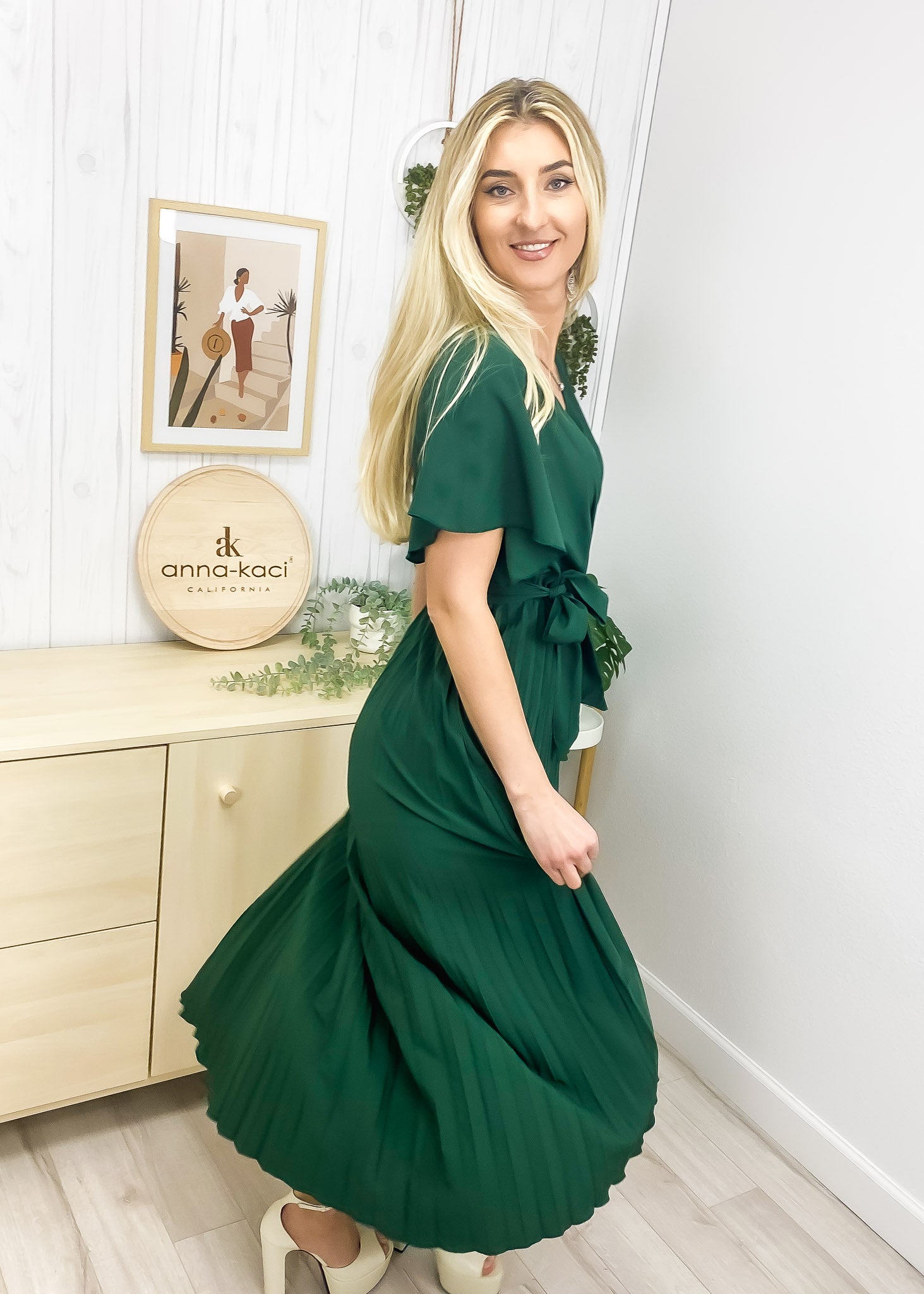 Flutter Sleeve Pleated Wrap Midi Dress for Women Mid-Calf Length Anna-Kaci Flutter Sleeve Pleated Wrap Midi Dress for Women Mid-Calf Length Anna-Kaci