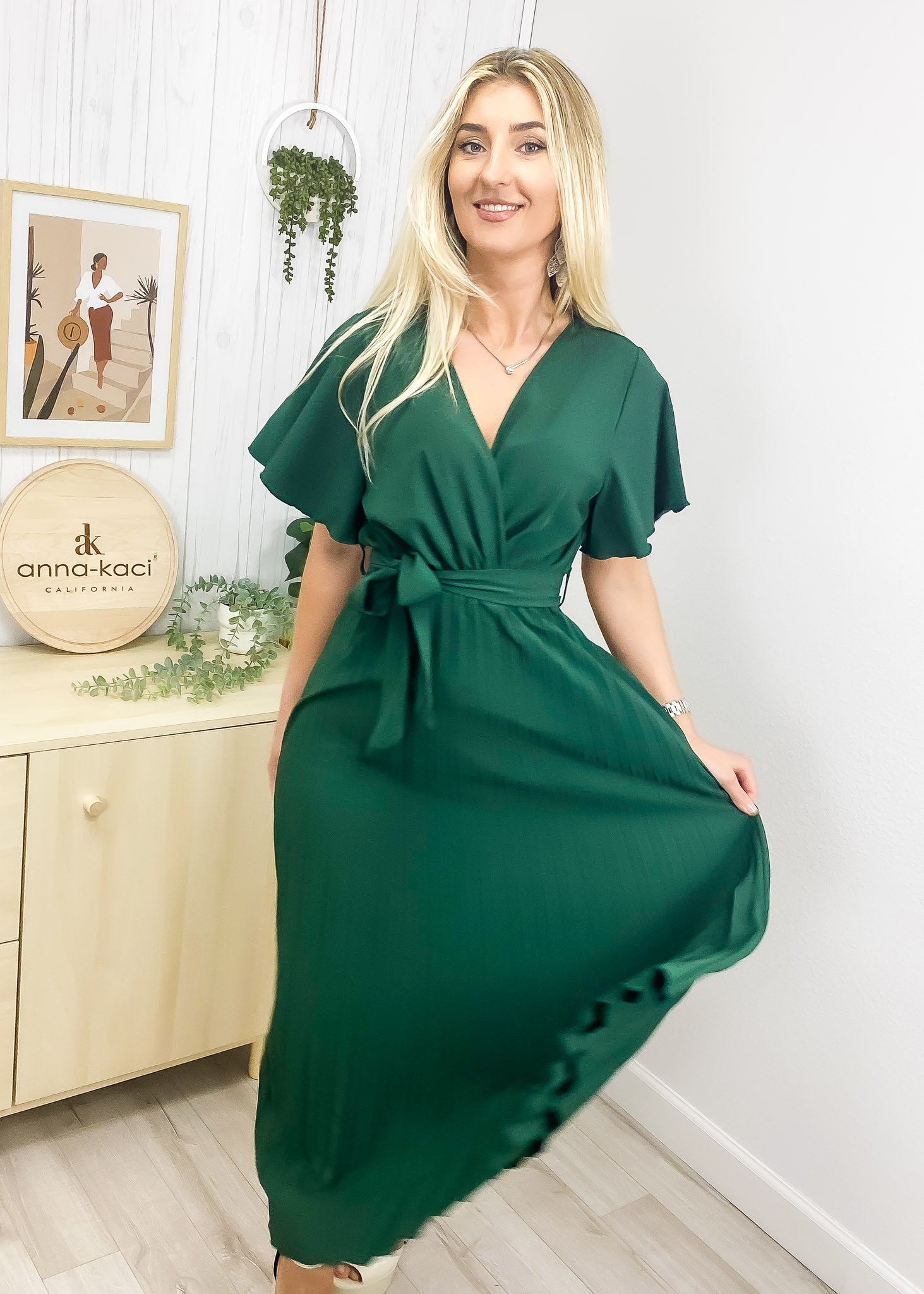Flutter Sleeve Pleated Wrap Midi Dress for Women Mid-Calf Length Anna-Kaci Flutter Sleeve Pleated Wrap Midi Dress for Women Mid-Calf Length Anna-Kaci