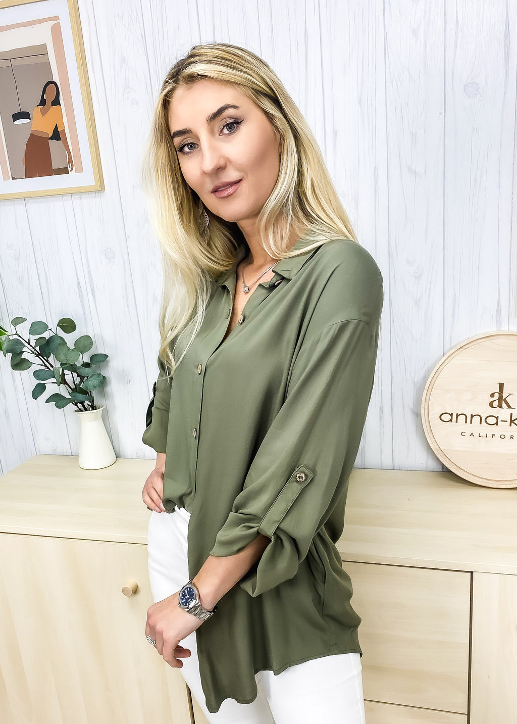 Blusa de corte relajado con botones en la parte delantera