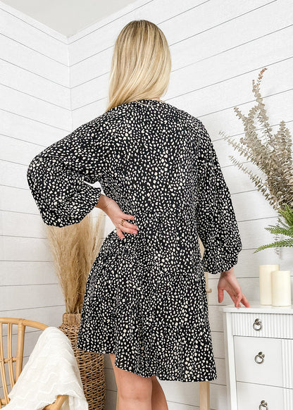 Drop Shoulder Cheetah Print Dress