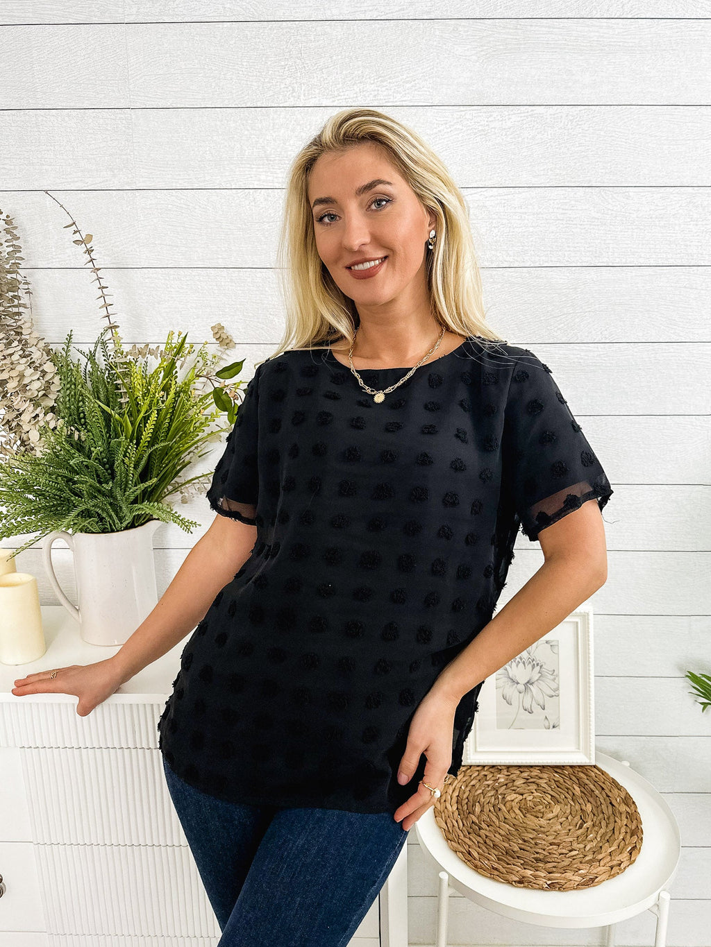 Blusa de lunares con pinzas fácil de usar para todos los días