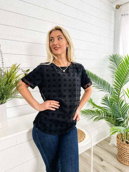 Blusa de lunares con pinzas fácil de usar para todos los días