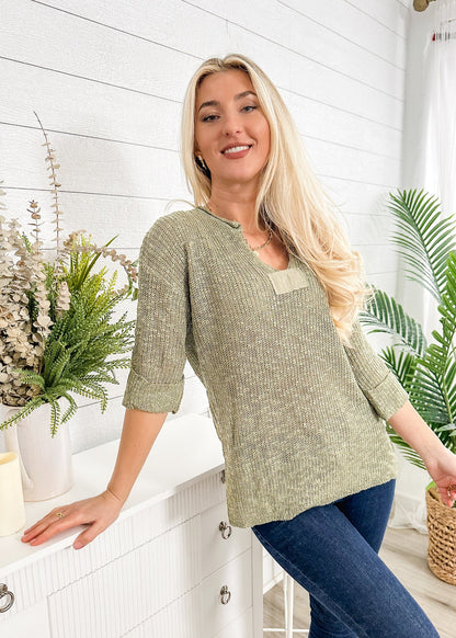 Drop Shoulder 3/4 Length Sweater