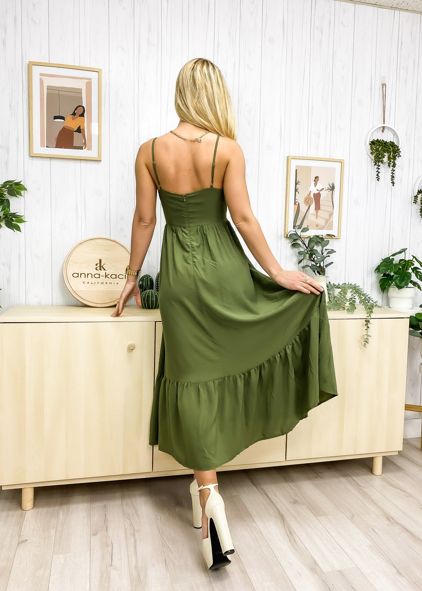 Solid Color Surplice Neck Summer Dress for Women Ankle Length – Anna-Kaci