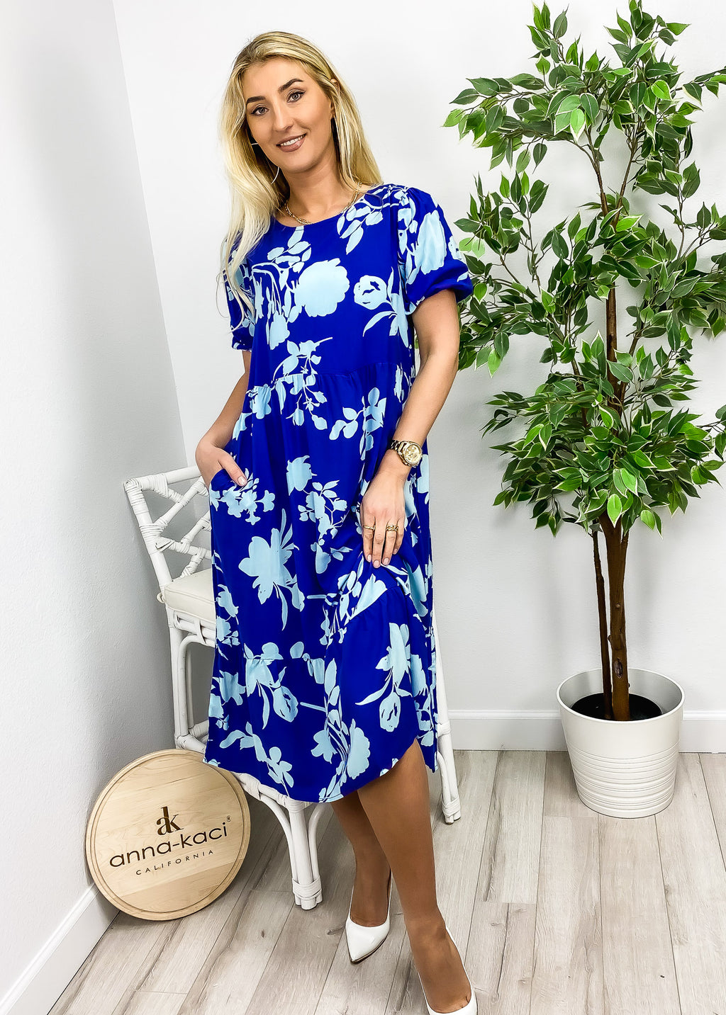 Vestido floral de dos tonos 