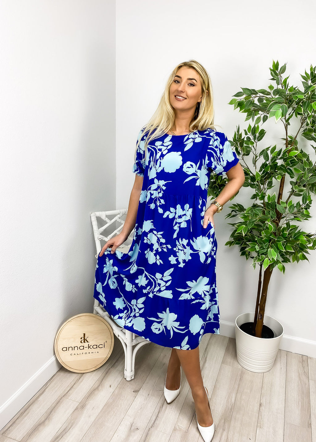 Vestido floral de dos tonos 