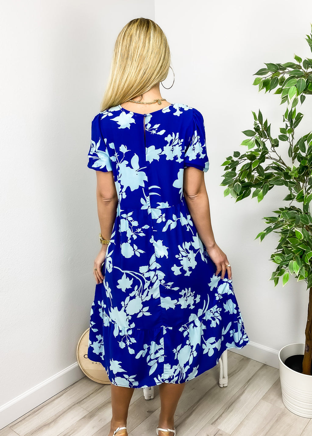 Vestido floral de dos tonos 