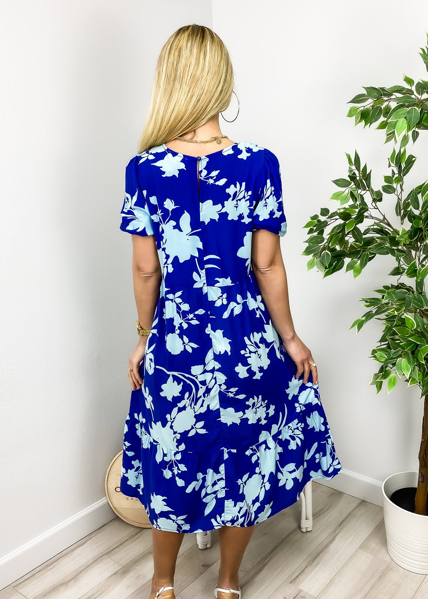 Vestido floral de dos tonos 