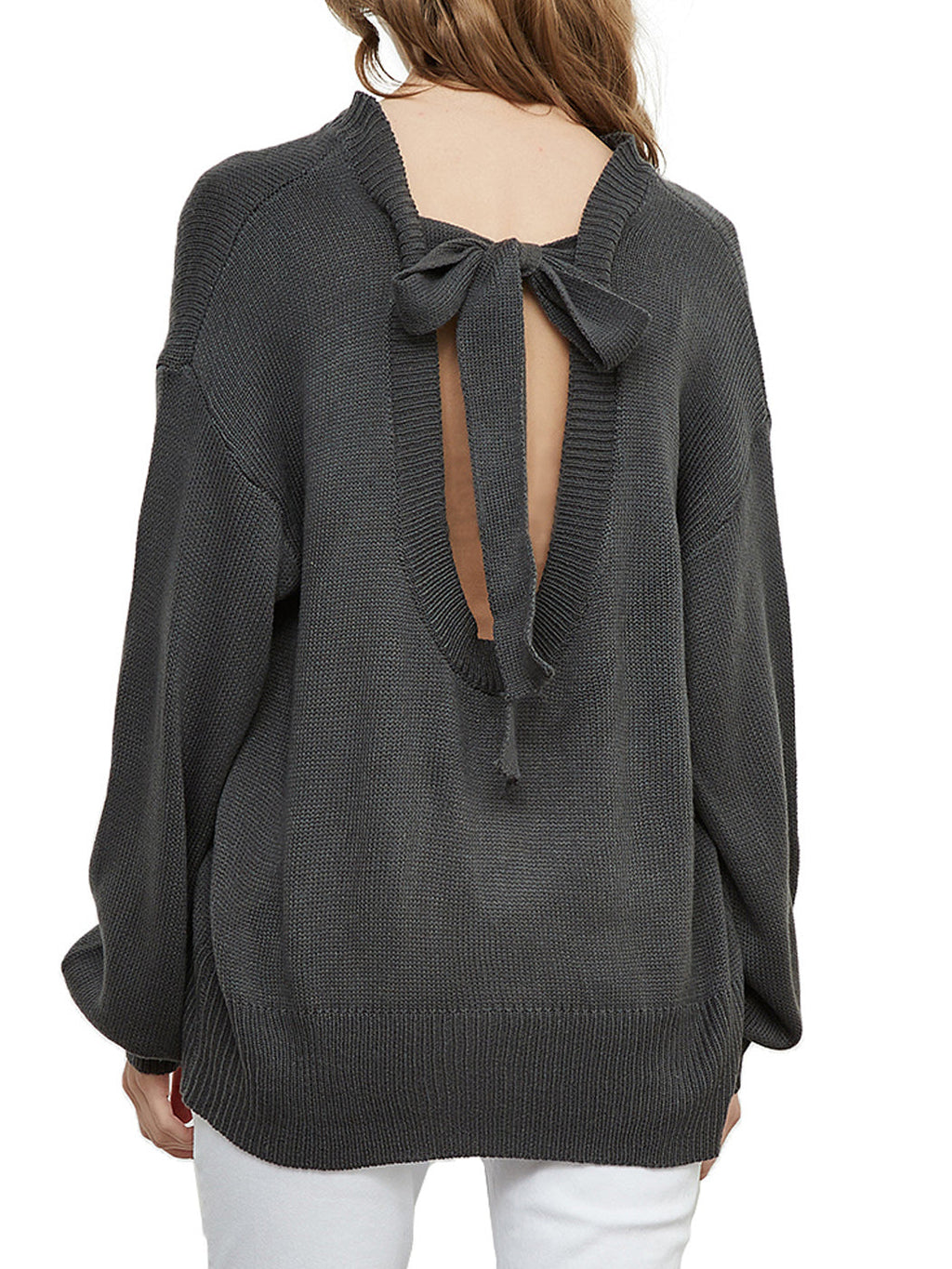 Love Tie Puffed Sleeve Sweater