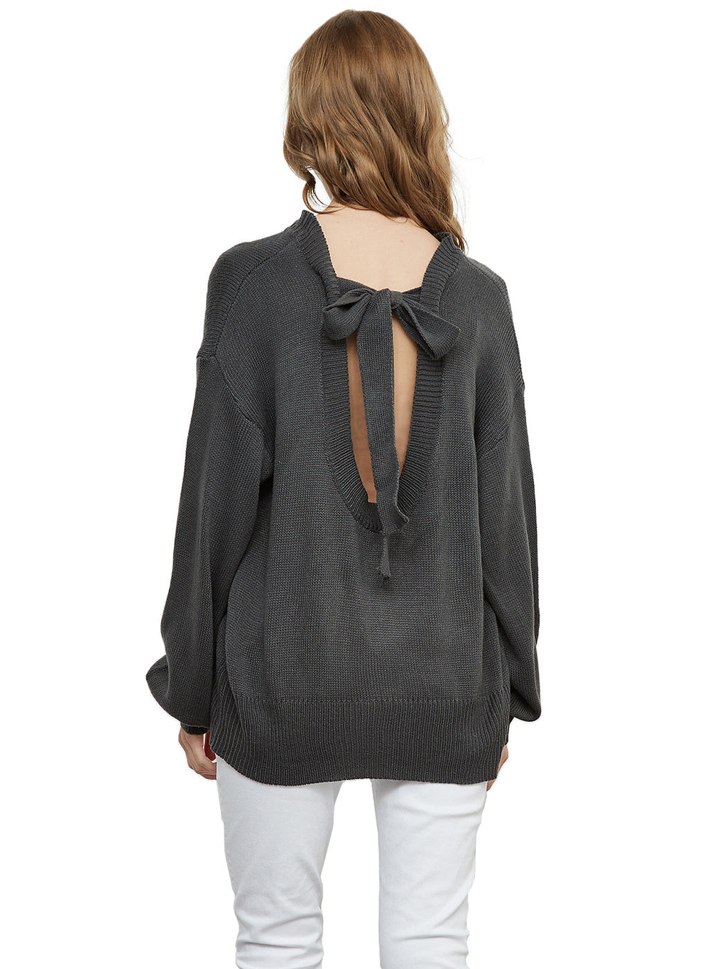 Love Tie Puffed Sleeve Sweater
