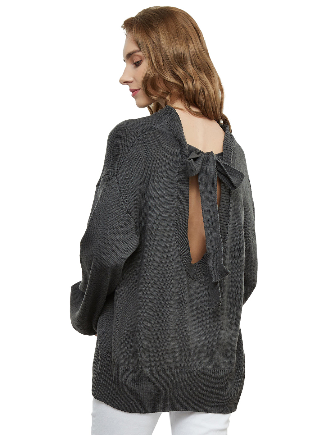 Love Tie Puffed Sleeve Sweater