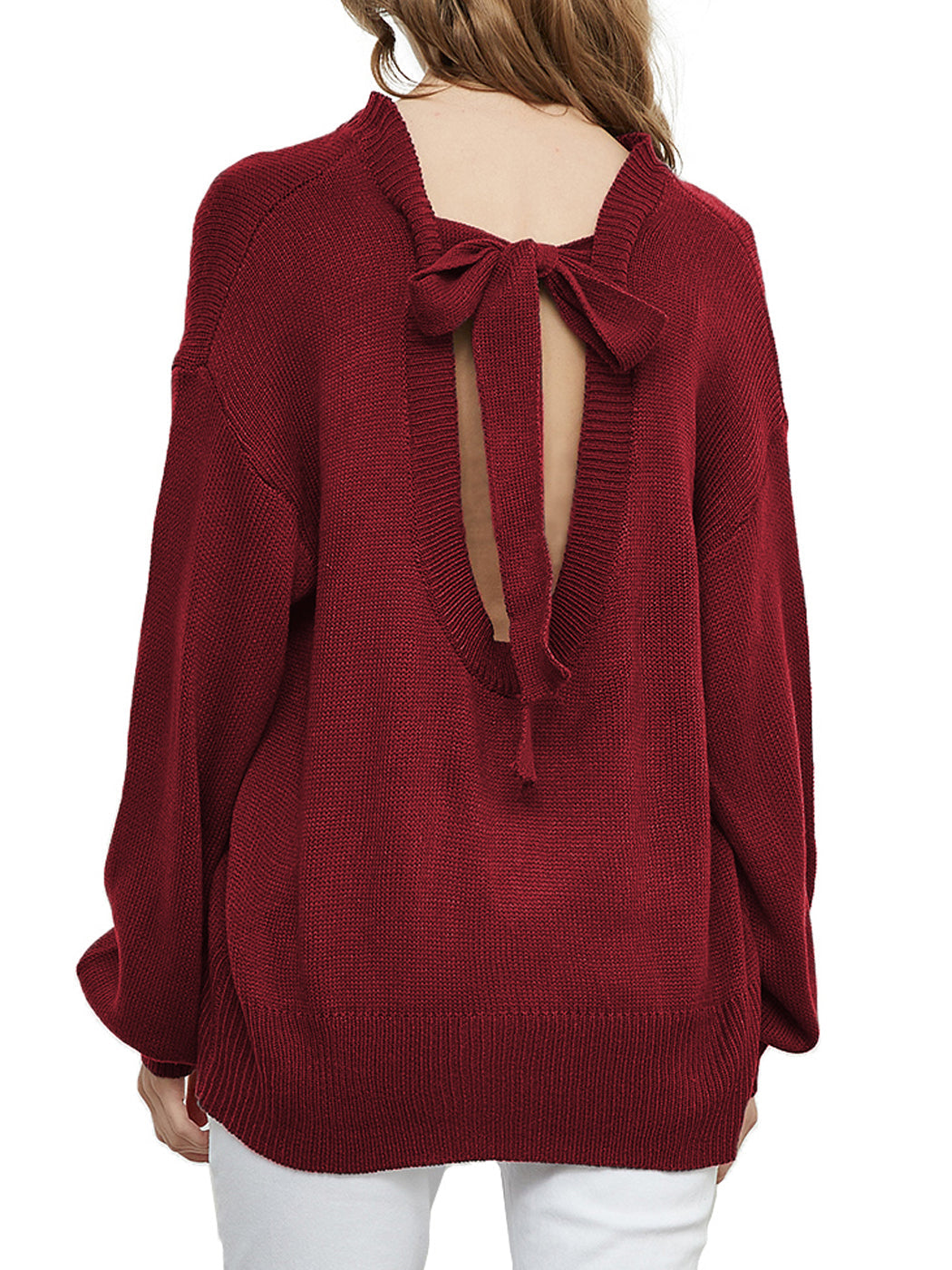 Love Tie Puffed Sleeve Sweater
