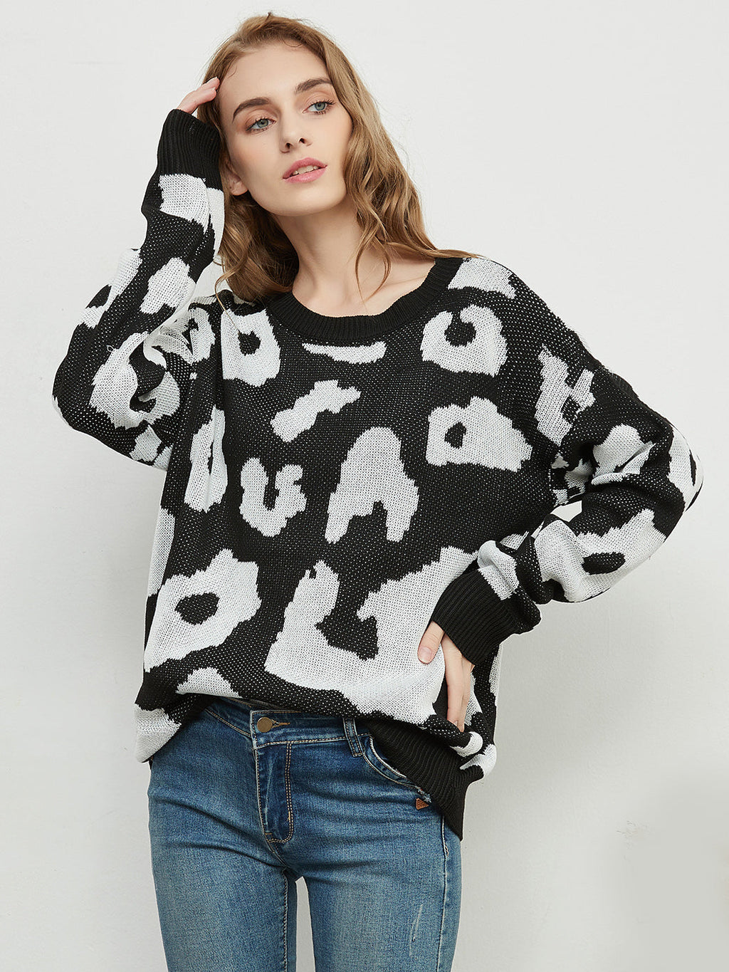Suéter con estampado de leopardo 
