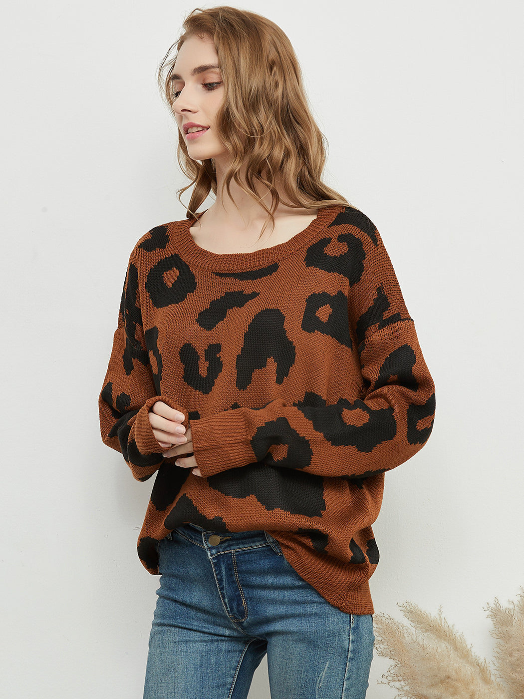 Suéter con estampado de leopardo 