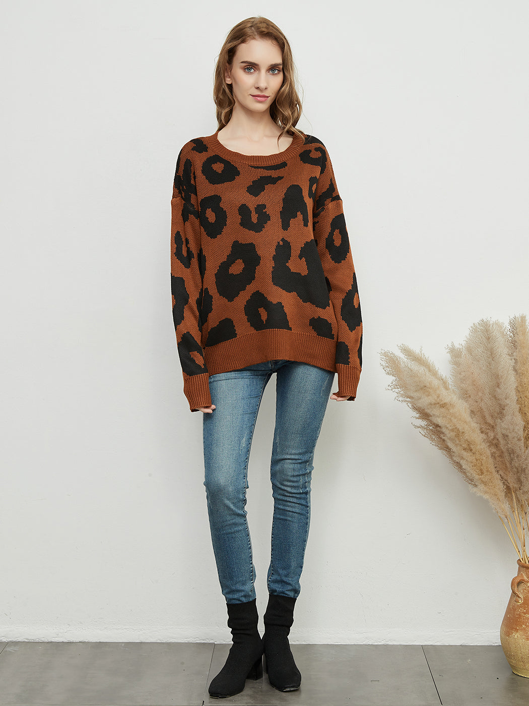 Suéter con estampado de leopardo 