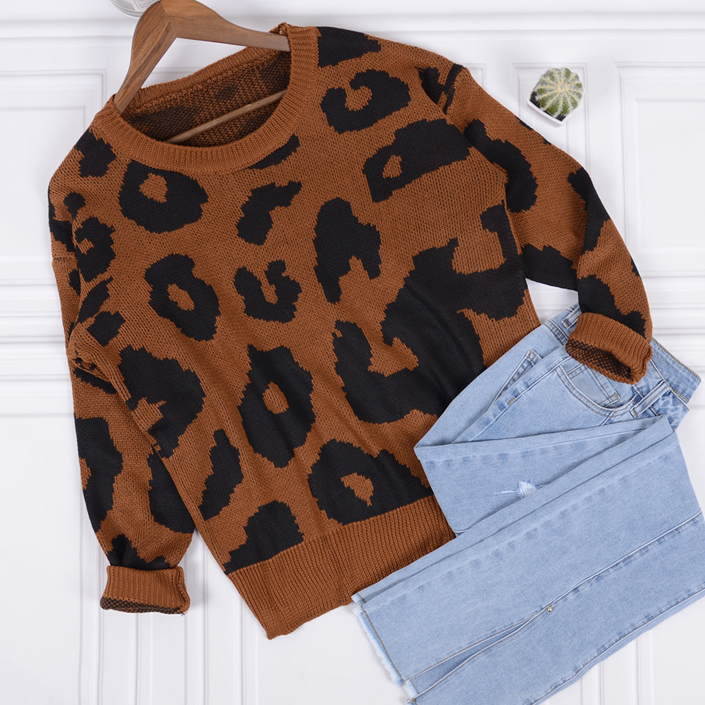 Suéter con estampado de leopardo 
