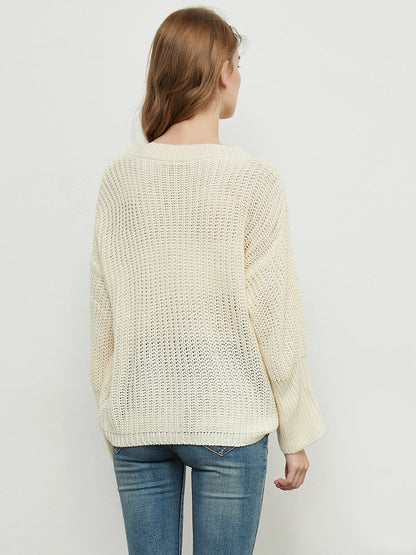 Knitted Turtleneck Sweater With Batwing Sleeves