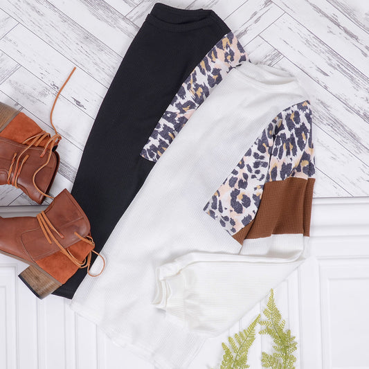 Suéter de punto con estampado de leopardo