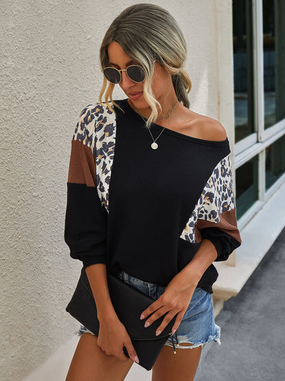 Suéter de punto con estampado de leopardo