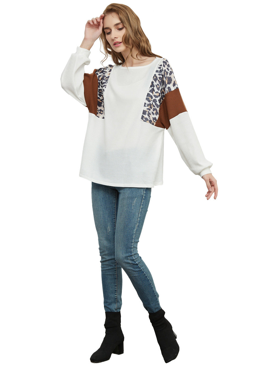 Suéter de punto con estampado de leopardo