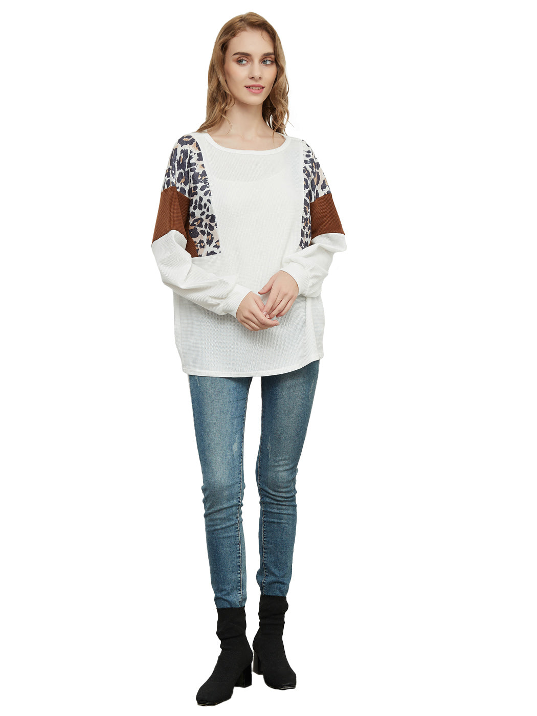 Suéter de punto con estampado de leopardo