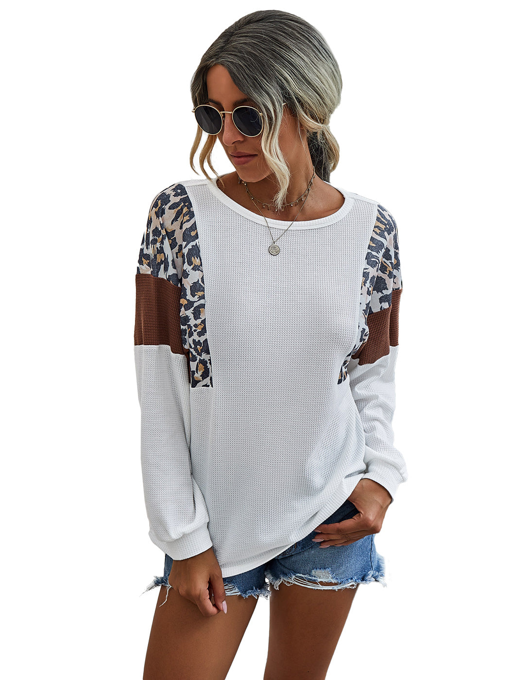 Suéter de punto con estampado de leopardo
