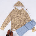 Sudadera con capucha y bolsillo de canguro con estampado de leopardo 