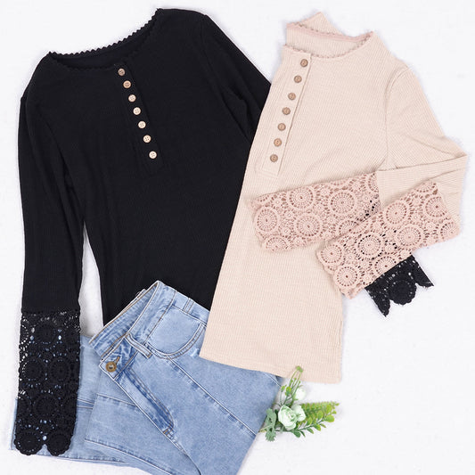 Camisa con detalle de encaje de crochet