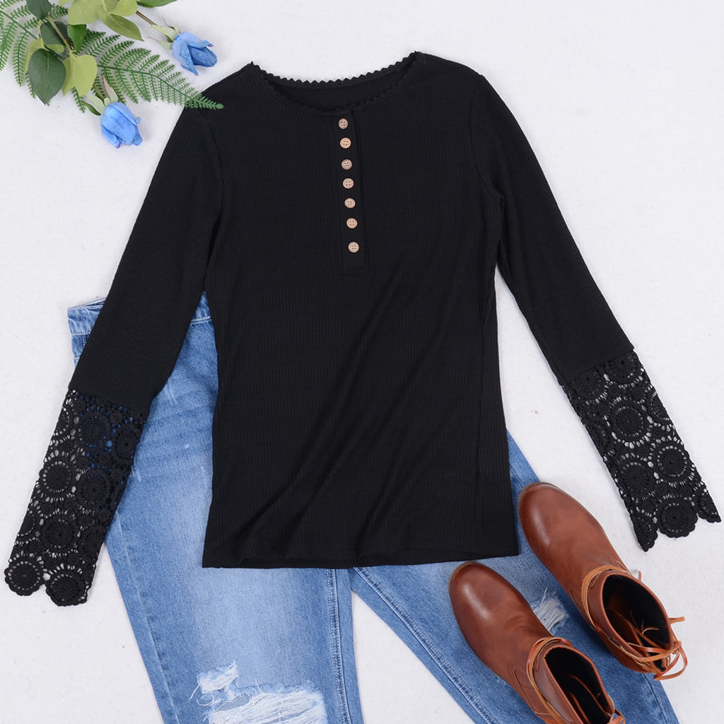 Crochet Lace Detail Shirt