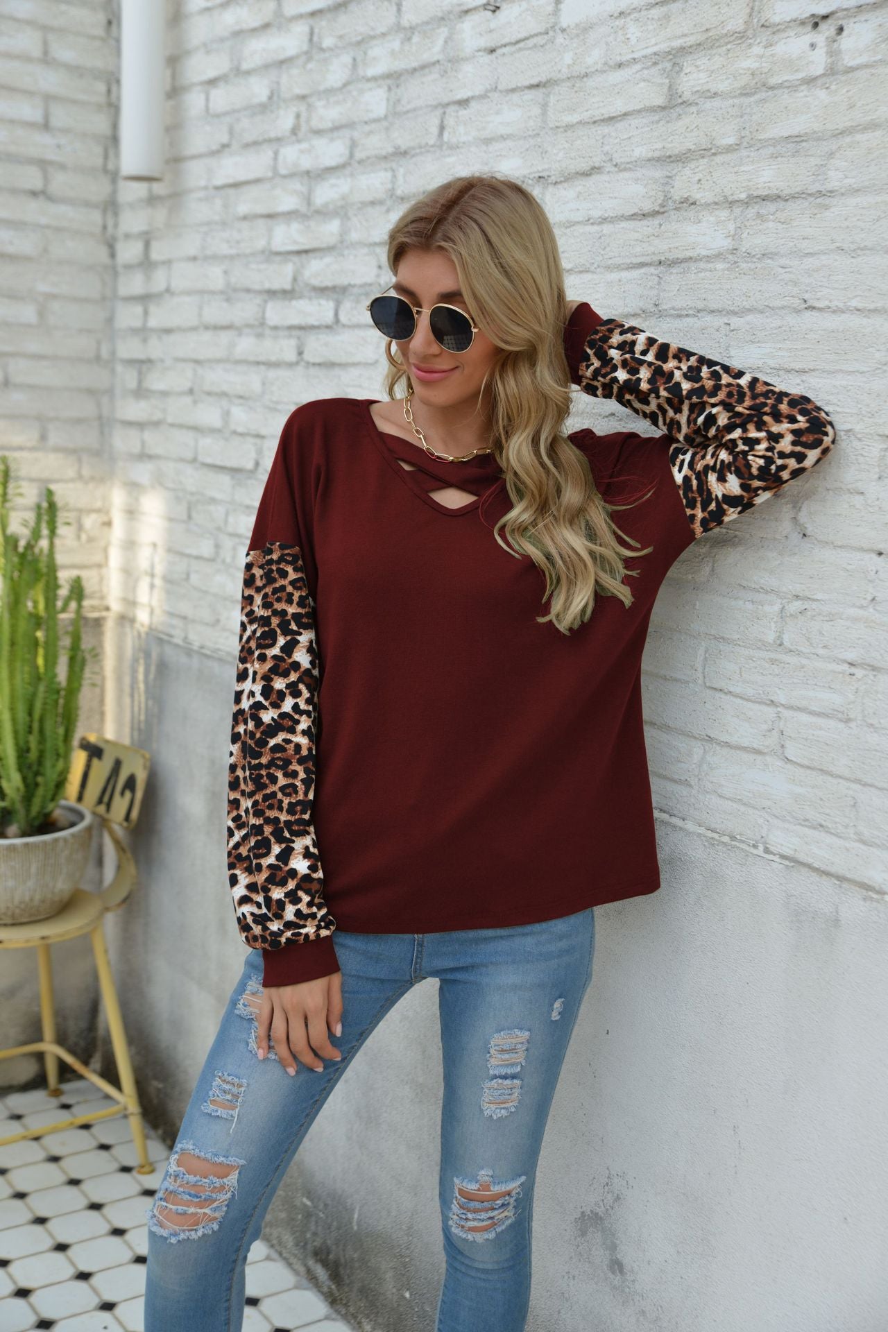 Criss Cross Two Tone Sweater