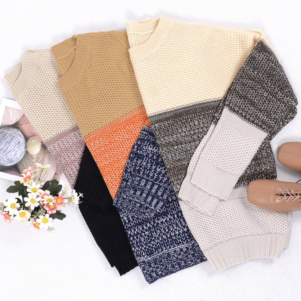 Color Block Textured Knit Sweater