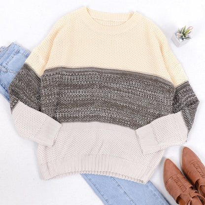 Color Block Textured Knit Sweater