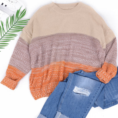 Color Block Textured Knit Sweater