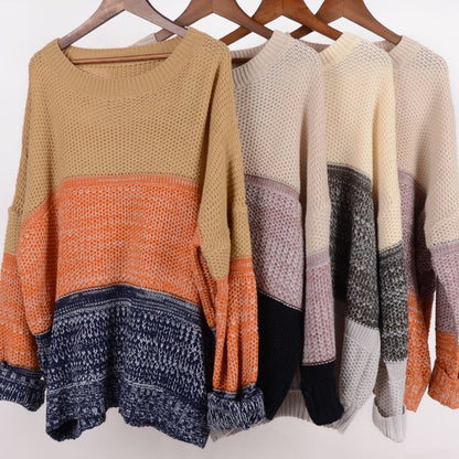Color Block Textured Knit Sweater